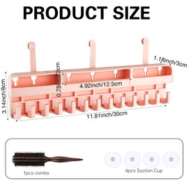 Hair Extension Holder, Silicone Wig Hanging Stand with Curling Comb, Durable Hair Extension Storage Rack & Organizer for Wigs Washing, Display, Drying, Storing (Pink)