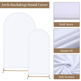 Toolterritary Metal Arch Backdrop Stand and Cover Set of 2, Sturdy 7.2FT, 6FT Party Backdrop Set, Wedding Arch Frame and Cover Set for Birthday, Baby Shower,Christmas, Anniversary