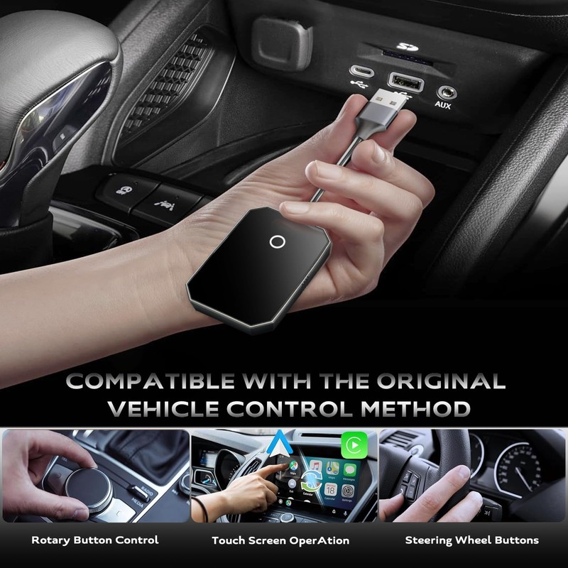LONHEO Car Wireless Adapter, 2-in-1 CarPlay Android Dual System Dongle