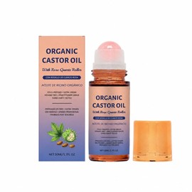4/6 PCS Organic Castor Oil Roll On with Roller, Castor Oil Organic Cold Pressed, for Face and Body, Hair, Eyebrows, Moisturize Skin, Gentle and Effective (4 PCS)