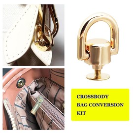 D Rings for Purse, Heavy Duty Leather Rivets Button and Stud Screw,4Pcs Crossbody Conversion Kit, 360 Degree Rotatable D rings for Purse, Bag Hardware, DIY Leathercraft-Gold