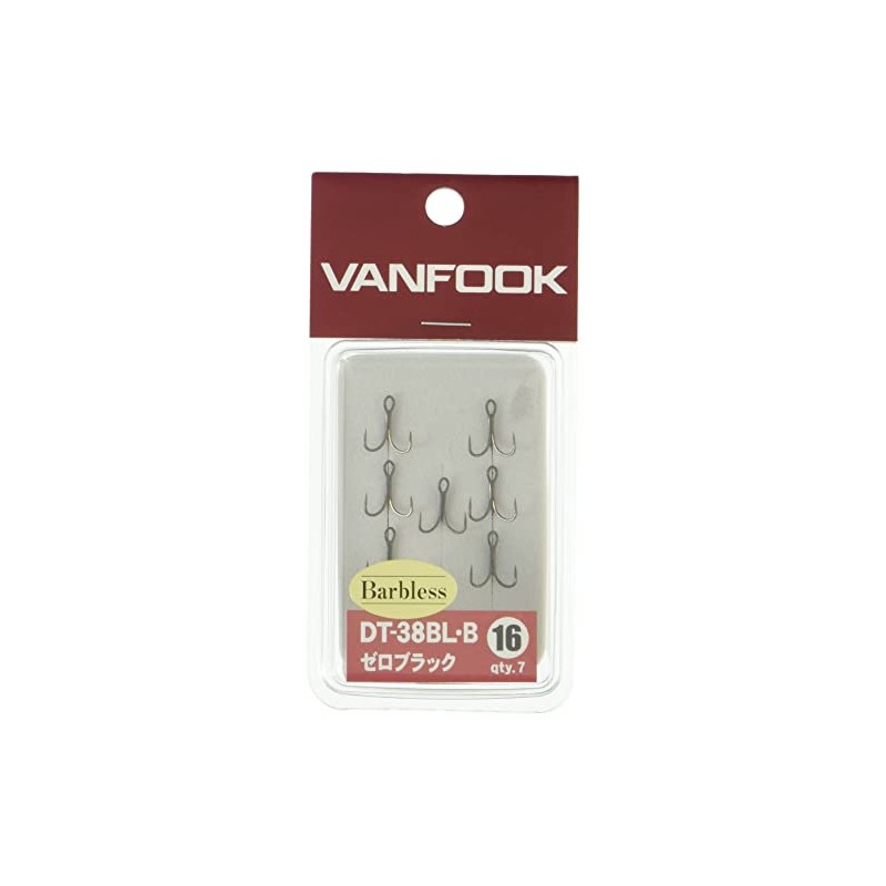 VANFOOK(ヴァンフック) ストロングファイントレブルフック DT-38BL-B <バーブレス> #14 フッ素ブラック