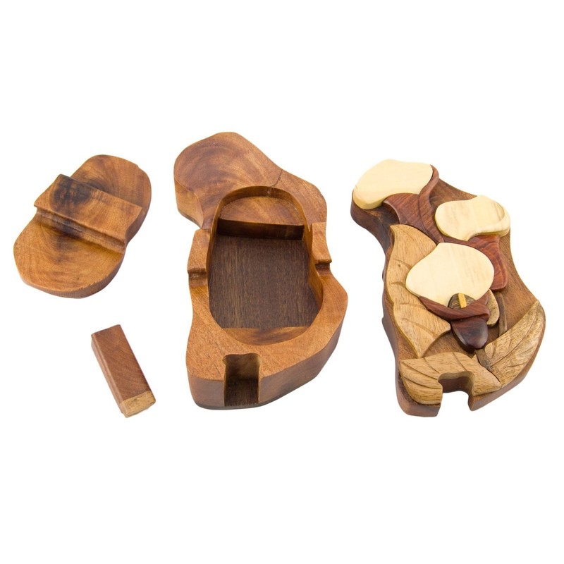 Calla Lily Handmade Carved Wood Intarsia Puzzle Box