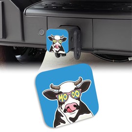 UUCBTAH Hitch Covers 2 Inch Cute Cow Wear Glasses Rubber Receiver Tube Hitch Plug for Men,Square Hitch Box Cover Towing Hitch Plug Covers for Trucks SUV