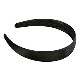 Womens Girls 2.5cm Basic Satin Black Hair Aliceband / Headband / Hairband Accessory - Black