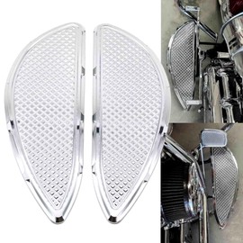 Americruise 1 Pair Harley Driver Floorboard Insert Front Floorboards for Touring Electra Glide Road King Road Glide Street Glide Tri Glide 1986-2023, FLD 2012-2016 (Chrome)