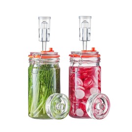 JILLMO Fermentation Jar with Weight, 1 Liter Fermenting Jar with Fermentation Weights and Airlocks, Pack of 2