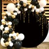 OERJU Black and Gold Round Backdrop Cover Black Golden Sequins
