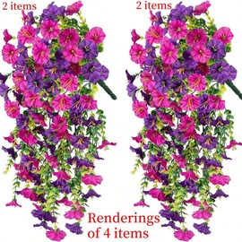 Artificial Morning Glory Vine, 2 Counts/set Fake Flower Vine, Decorative Flowers for Home Party Wedding Outdoor Yard Wall Hanging, Ornaments, Mother's Day Gifts:_Red_2 Counts/set