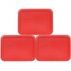 Pyrex 7210-PC 3-Cup Red Food Storage Replacement Lid (3-Pack) -