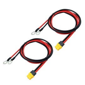 2Sets XT60 to O Ring Terminal Cable,XT60H Female to O Ring Eyelet Terminal Plug Connector Cable 12AWG RC ESC Charger Side Power for RC Lipo Battery FPV Racing Drone(3.3Ft/1m)