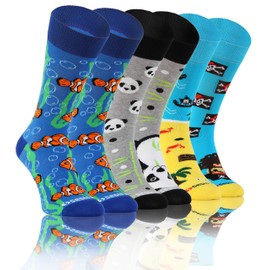 sesto senso Funny Colourful Crazy Socks Cotton Women Men 3 Pack Patterned Unequal Funny Socks Oddsocks, Pack of 3 funky panda fish pirates