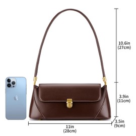 WEIMZC Shoulder Bag for Women Vintage Purse Fashion Classic Vegan Leather Clutch Tote Retro Handbag(Brown)