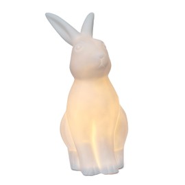 Simple Designs LT1230-WHT 10.43" Hoppy Glow Porcelain Bunny Rabbit Table Lamp Night Light, for Bedroom, Nursery, White