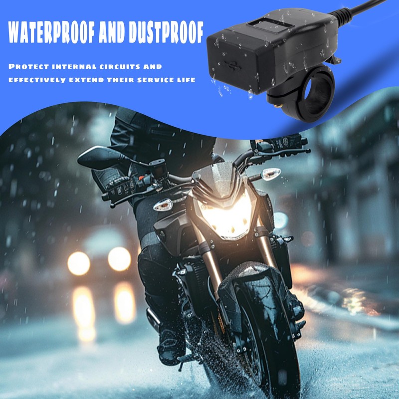 ABCERRSI Motorcycle USB Charger QC 3.0 Phone Charger Dual USB