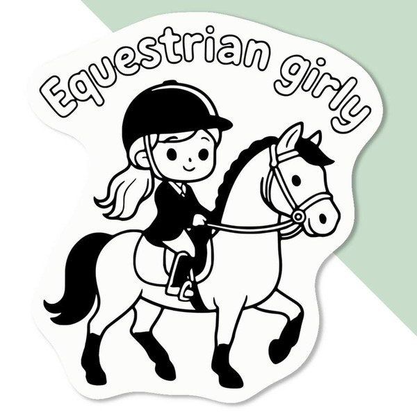 4 x Small 50mm 'Equestrian Girly' Permanent Sticker Decals for