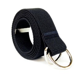 SUITUA Mens and Womens Canvas Belt with D-ring-Double Ring Belt- 32mm Wide Solid Color,Extra Long- 49 inches, Black, Large