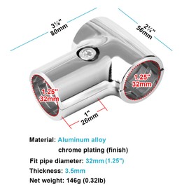 eoere 6 Sets T Pipe Clamp Connector, Fits 1-1/4"(1.25" OD) Round Tube Frame, Handrail Structural Pipe Fitting, Aluminum Alloy