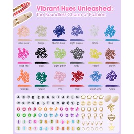 LovelyMoon Clay Beads Bracelet Making Kit Flat Beads with Charms for Friendship Jewelry Making Kit for Beginner Creative Arts and Crafts Gifts for Kids Ages 6 7 8 9 10 11 12 Girls