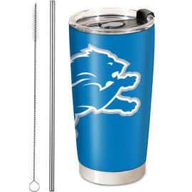 Ximerto Football Insulated Coffee Tumbler, 20oz Stainless Steel Vacuum Travel Tumbler Cup with Lid and Straw, Coffee Cup Mugs for Detroit Cold or Hot Drinks