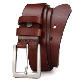 CHAOREN Brown Leather Belt Men - Full Grain Leather Belts Triple Protection Buckle 1.5" - Ideal for Daily & Work Wear