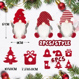 BOFUNX 6 Pieces Christmas Cutlery Bags Felt Christmas Gnome Cutlery Holder Cutlery Bag + 6 Pieces Felt Glass Markers Table Decoration Christmas Decoration Party Decoration