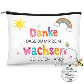 Weewooday Thank You Gift Set for Teacher Thank You Cosmetic Bag Keyring with Engraving for Teacher Toiletry Bag Thank You for Primary School Teacher Farewell Educator Nanny Birthday Graduation, as