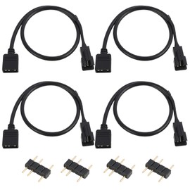 MILAKE 4 Pack ARGB Extension Cable, 3-Pin to SM 3-Pin Female Adapter with Adapter pin, 5V Addressable RGB Extension Cable for PC Fans and LED Strips, Motherboard Sync (0.98 FT/ 30 CM Each)