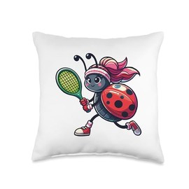 Ladybug Tennis Club Animals Sport Tournament Players Throw Pillow