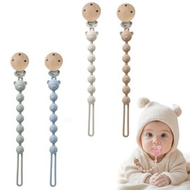 4 Piezas Porta Chupones Para Bebe, Porta Chupon Para Bebe, Diseño De Silicona Suave, Sujetador De Chupon Para Bebe Para Ideal Para Uso Diario y Al Salir, Verde Claro, Azul Claro, Beige, Marrón Claro