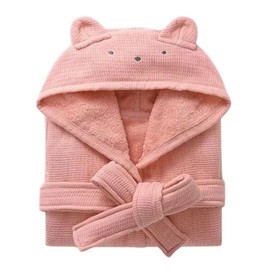 Kids Bathrobe, Soft Terry Coth Warm Fluffy Sleepwear for Boys Girls 2-9 Years, Cotton Hooded Towel Robes with Pockets Belted