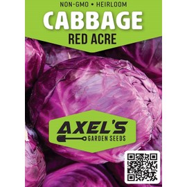 Cabbage Seeds for Planting - Plant & Grow Red Acre Cabbage in Your Home Outdoor Vegetable Garden - Heirloom Non GMO Planting Packets with Full Instructions - Great Gardening Gift, 2 Packets