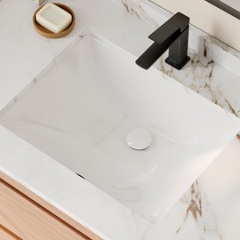 Stylish Bathroom Sink 20 3/4 x 15.5 Inch Ceramic Porcelain Rectangular Undermount Bathroom Sinks Shiny Enamle Glaze Finish with Chrome Overflow, P-200
