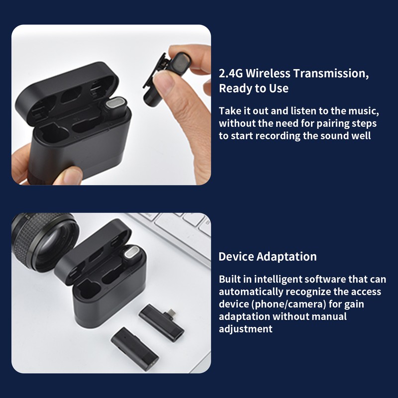 Wireless Clip-on Microphone Wireless Mic Receiver and 2 Transmitters with