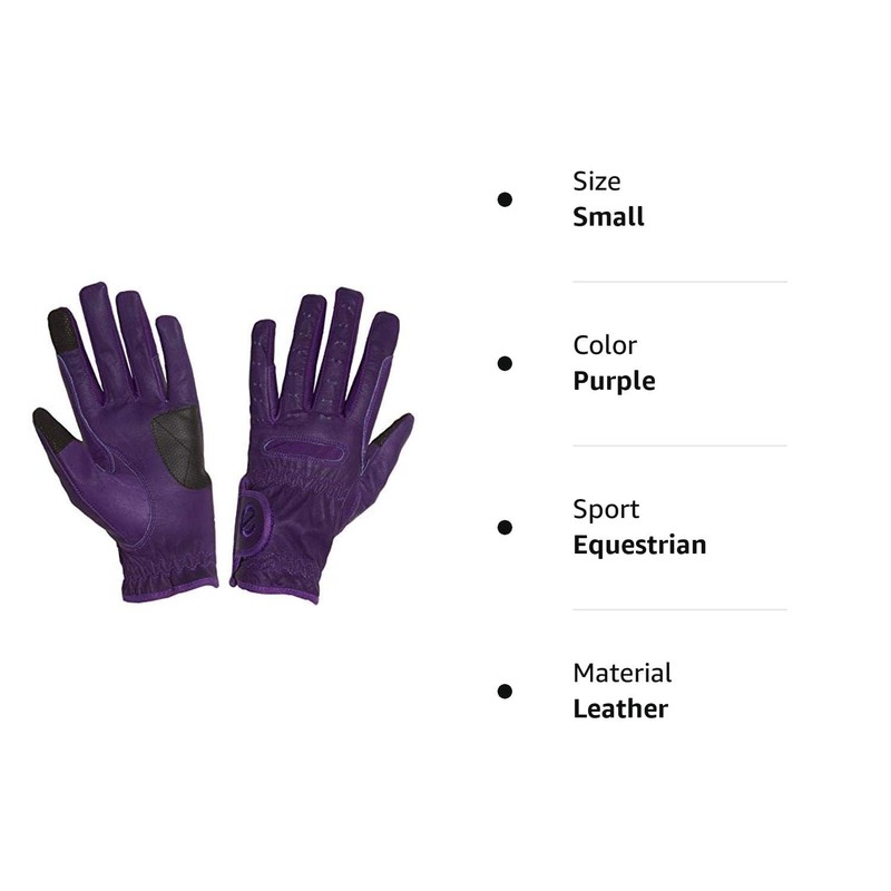 eGlove EQUEST GRIP PRO Leather Touchscreen Horse Riding Gloves (Purple,