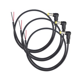 Leloco 3er-Pack Dc Stecker-Verlängerungskabel, 90 Grad dc kabel 5,5 mm x 2,1 mm Männliches Kabel Gelb Stimmgabel L-Typ Adapter, offenes Ende, Ersatz-Reparaturkabel, CCTV-Überwachungskamera,DVR