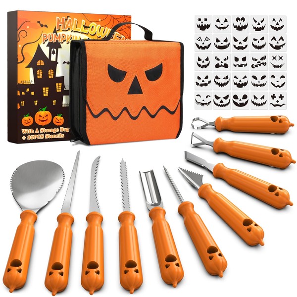 imarku Halloween Pumpkin Carving Kit, 10 PCS Professional Carving Knife