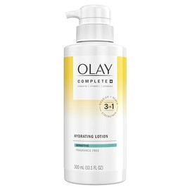 Olay Loción hidratante Complete+ sin fragancia, 10.1 onzas líquidas, hidratante facial nutritivo 3 en 1 para todo tipo de piel con vitamina B3, vitami