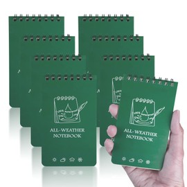 CXRYLZ 8 Pack Small Waterproof Notebook, 3x5 All Weather Pocket Notebook, Write in the rain Notepads, Mini Spiral Field Notepad for Outdoor Activities Military Reporters(Green)