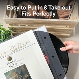 GPXIIZ Record Inner Sleeves 12 Inches, Pack of 50 LP Protective Covers, Master Record Sleeves Made of 3-Layer HDPE + Rice Paper, Antistatic Vinyl Sleeves Made of Rice Paper, for 12 Inch Vinyl Inner