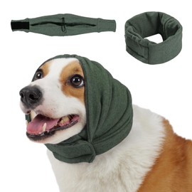 LEOTRAG Dog Calming Hoodie, No Shake Ear Wraps for Dogs, Adjustable Dog Ear Muffs for Noise Protection, Ear Wrap Head Cover for Anxiety Relief & Hematoma (Olive Green, M(Head Circle:13.8"-18.9"))