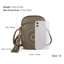 GLITZALL Crossbody Bag, Small Shoulder Bags with Multiple Pockets, Tassel Crossbody Bag, Hollowed Out Women's Phone Bags, Fashion, Grey (grey 1), S, Fashionable