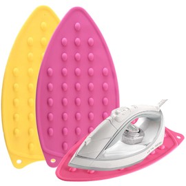 2Pack Silicone Iron Rest Pad, Thicker Series Hot Resistant Mat for Ironing Board, Easy to Use with Wall Hole and Multicolor for Home (Red+Yellow)