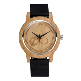 MicLee Men's Women's Unisex Bamboo Infinity Sign Infinity Wooden Watch Analogue Quartz Movement Watch with Leather Strap for Women Men Gifts, b, Strap.