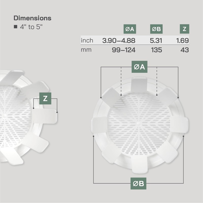 Vent Systems 4'' to 5'' Inch White Adjustable Air Vent