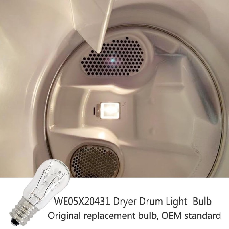 WE05X20431 Dryer Drum Replacement Bulbs,120V/10W/E12,Dryer Light Bulb Compatible with GE