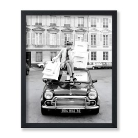 Poster Master Fashion Poster - Shopping in Paris Print - Fashion Photography Art - Glam Gift for Her, Women, Fashionista, Designer Fans - Chic Decor for Home, Office, Bedroom, 16x20 Black Framed