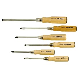 SW-Stahl Wooden Handle, 6-Piece Screwdriver Set with Hex Socket, 30501L