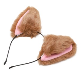 BAOBAO Women Girl Cat Fox Long Fur Ears Headband Party Cosplay Costume Hairband (Light Brown)