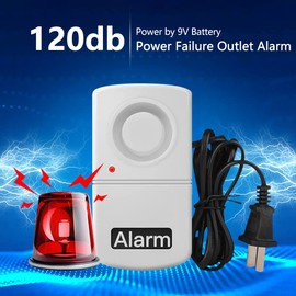 Watris Veiyi 120db Power Failure Outlet Alarm, Smart Outage Alarm Warning Siren, Automatic Power Cut Failure Alerter for Home Office Shop, Power by 9V Battery (NOT Included), 220V